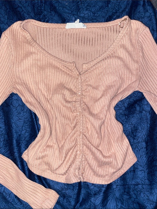 Pink Republic Tops - Pink Republic Ribbed Button-Front Top in Peach